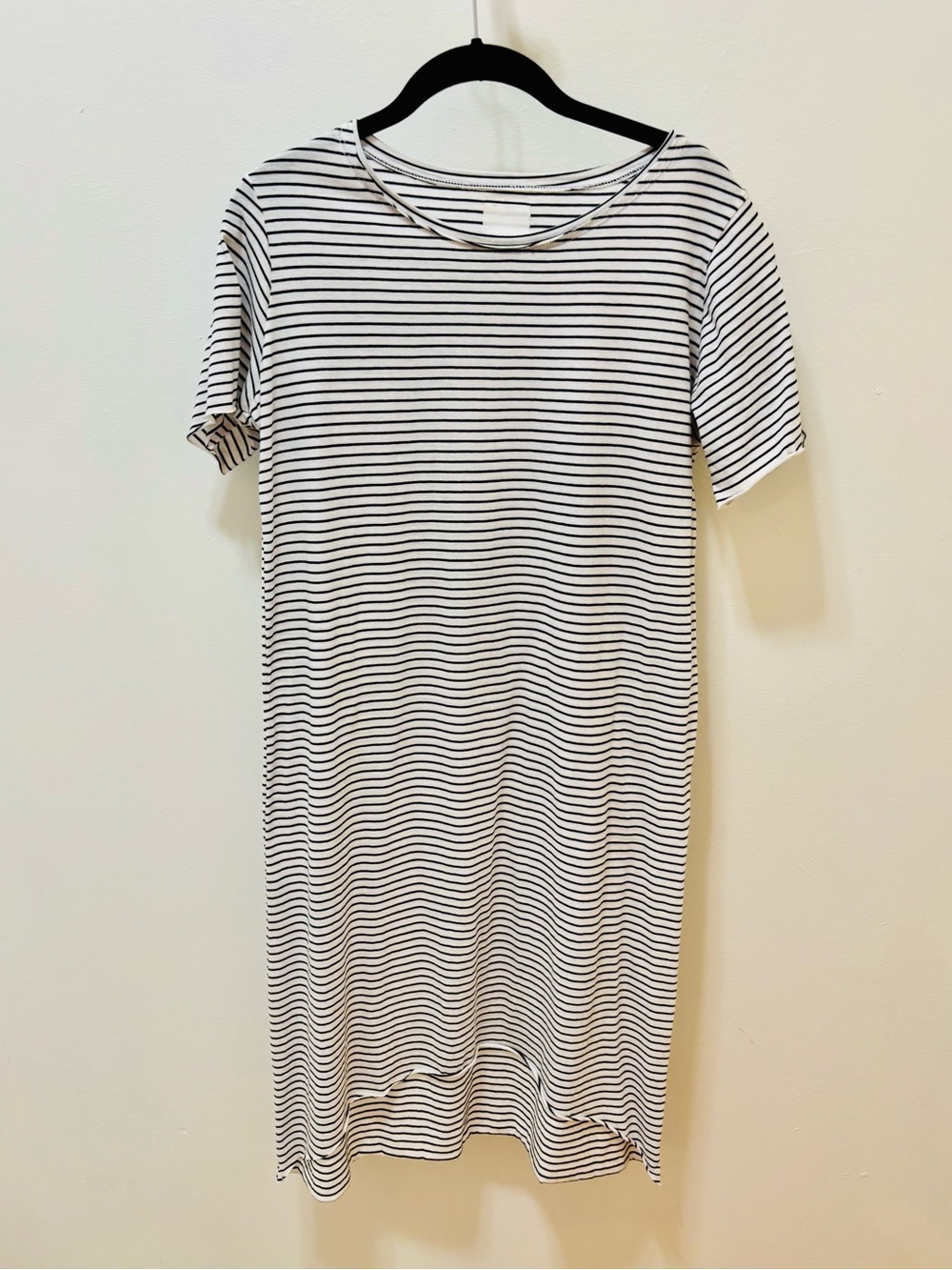 Rue Stiic Striped Short Sleeve T-Shirt Dress - White & Black